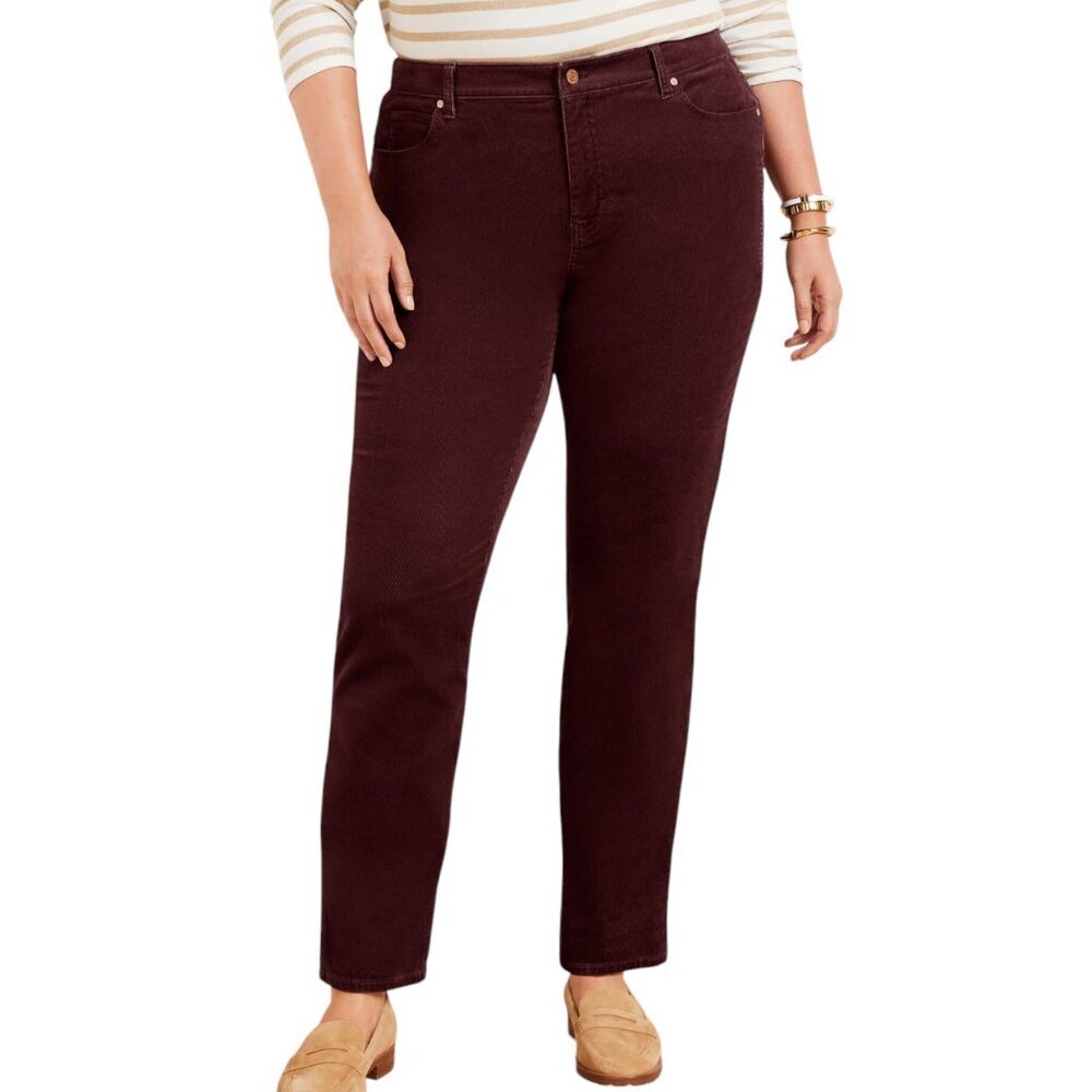 Talbots High Waist Straight Leg Corduroy Pants Maroon - 16